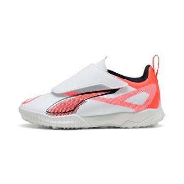 Imagem de Chuteira Puma Ultra 5 Play V TT Society Infantil Branca e Laranja-Masculino
