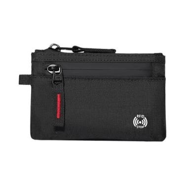 Imagem de Carteira Masculina Slim De Nylon Com Zíper, Porta-Cartões, Chaveiro E 