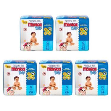 Imagem de Fralda Turma da Mônica Baby Jumbo Tamanho G - 5 Pacotes com 24 Fraldas