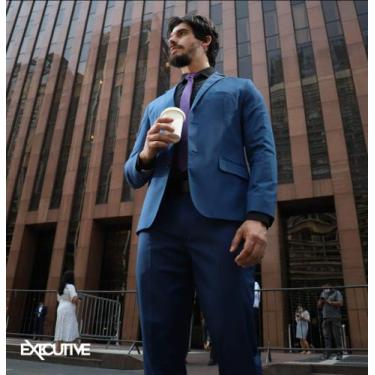 Imagem de Terno Slim Poliviscose - J P Franco Moda Masculina, Azul, 56