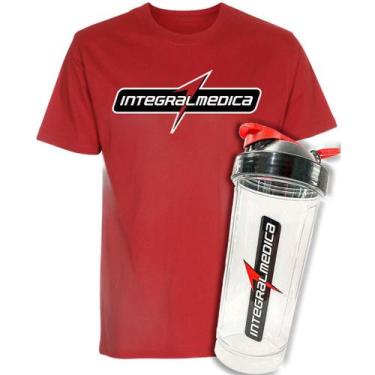 Imagem de Kit Camiseta Integralmedica Coqueteleira 600ml Tritan DryFit -, Vermel