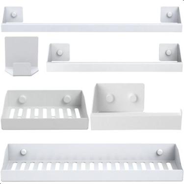 Imagem de Kit Acessórios Para Banheiro Branco 6 Peças Master Slim DF - MetalCrom