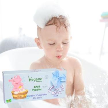 Imagem de Sabonete Cheirinho De Bebe Kit Com 3 Vegano Azul 80g Cada - Cheirinho 