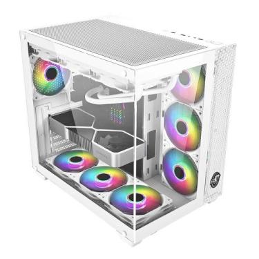 Imagem de Gabinete Gamer Arbaton Branco Vidro Temperado + 4 Coolers ARGB Draxen