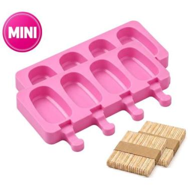 Imagem de Kit 2 Formas de Silicone para Mini Picolé com 100 Palitos Inclusos - U