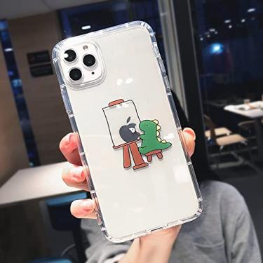 Imagem de Capas de telefone transparentes de dinossauro bonito dos desenhos animados para iPhone 13 11 Pro Max 12 mini X XR XS Max 7 8 Plus Tampa transparente, pintura, para iPhone 7Plus