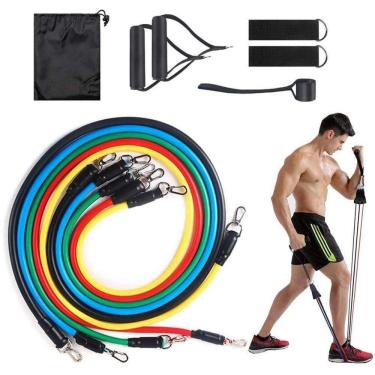 Imagem de Kit Tubing Elástico 11 Itens Treinamento Funcional Pilates