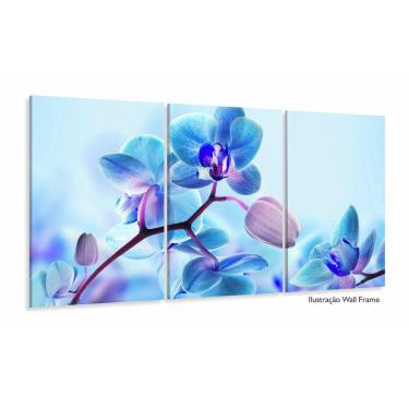Imagem de Quadro Decorativo Orquidea Azul Mosaico 3 peças 120x60 sala