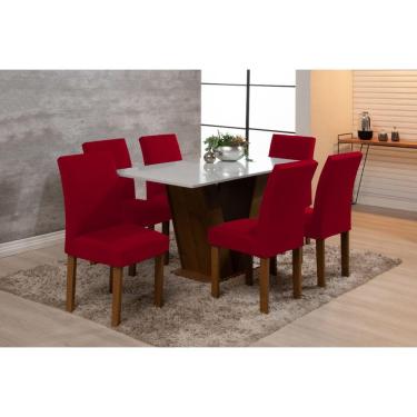 Imagem de Kit 6 Capas De Cadeira Mesa Sala Jantar Elástico Vermelho