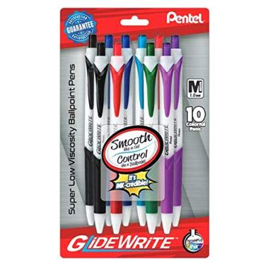 Imagem de GlideWrite Ballpoint Pen with TechniFlo Ink, (1.0mm) Medium Line, Assorted Ink (2A/2C/2V/B/D/P/S), 10-Pk