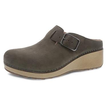 Imagem de Dansko CAIA Nubuck Mule feminino sapatos confort veis, suporte do arco, cunha, Castanho-acastanhado, 11.5-12