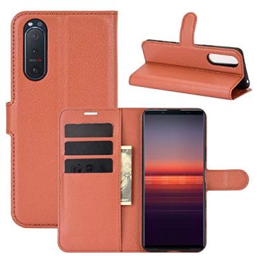 Imagem de HONGYAN Capa de telefone Para Sony Xperia 5 II Litchi textura Horizontal Virar Case de proteção com Holder & cartão Slots & carteira Capa protetora
