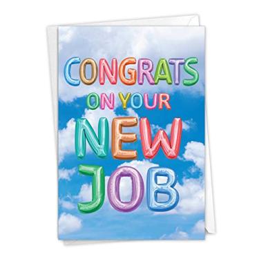 Imagem de The Best Card Company - Novo cartão de trabalho com envelope - cumprimentos de parabéns de emprego (não 3D ou elevado) - Mensagens infladas novo trabalho C5651RNJG