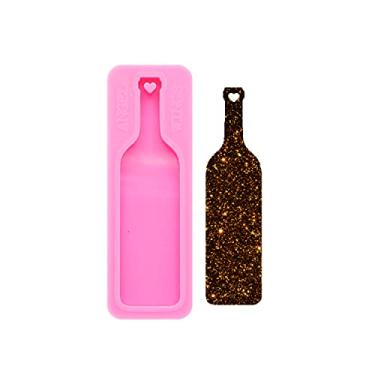Imagem de Chaveiro de silicone brilhante em forma de garrafa de vinho com furo para diy colar de doces joias epóxi molde de silicone resina moldes de artesanato para pingente bagagem etiqueta