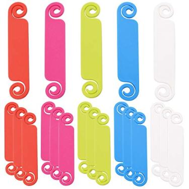 Imagem de Etiquetas de cabo, 20 peças de etiquetas multicoloridas de gerenciamento de cabos escrevem em etiquetas de identificação de marcadores de fio para carregador de telefone USB para computador