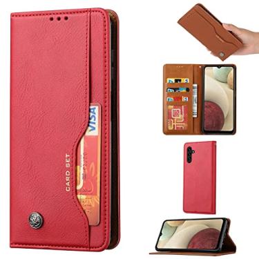 Imagem de Capa flip capa carteira para Samsung Galaxy A13 5G Case, para Samsung Galaxy A13 5G couro PU macio capa de TPU com slot para cartão suporte capa à prova de choque capa traseira do telefone (cor: vermelho)
