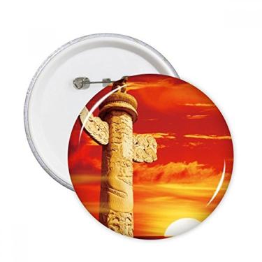 Imagem de Coluna ornamental do céu do sol vermelho China pinos redondos crachá botão emblema decoração acessório 5 peças