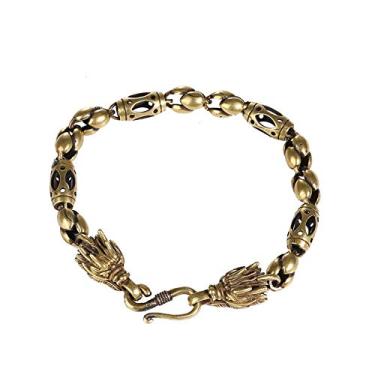 Imagem de Pulseiras de bronze, pulseiras masculinas e femininas, acessórios simples de hip-hop, 240mm, Latão, Cobre