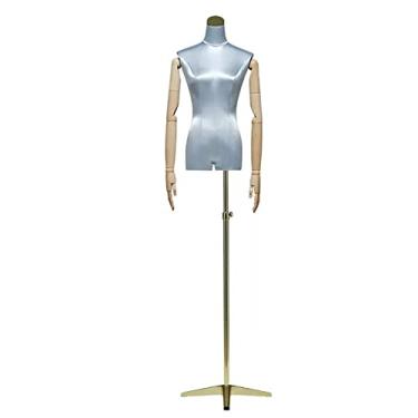 Imagem de Female Mannequin Torso Vestido forma feminina busto manequim torso, modelo feminino com testa e braço, Altezza regolabile/seta/treppiede (Color : Blue-1)