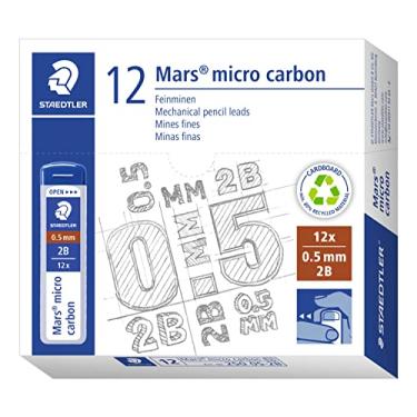 Imagem de STAEDTLER Refil de lápis mecânico Mars Micro Carbono, tubo de 12 grafite grafite de ponta fina macia 2B de 0,5 mm, 250 05-2B