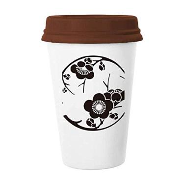 Imagem de Caneca de cerâmica japonesa fofa preta Sakura caneca de café bebendo vidro cerâmica tampa