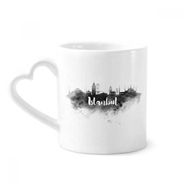 Imagem de Istambul Turkey Landmark Ink Caneca de café com pintura de cidade, copo de cerâmica com alça de coração, presente de 355 ml