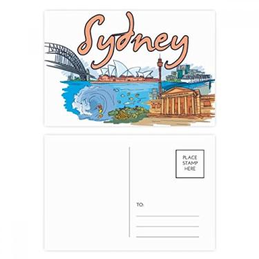 Imagem de Conjunto de cartões postais em aquarela da Ópera Sydney da Austrália, 20 peças