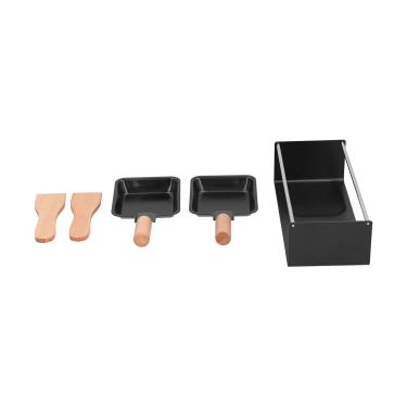 Imagem de Frigideira para churrasqueira, placa antiaderente para queijo portátil com cabo de madeira para churrasco