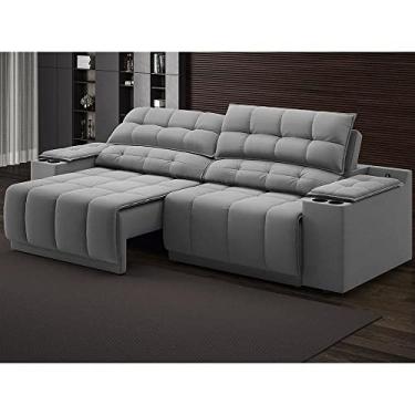 Imagem de Sofá com Usb Retrátil e Reclinável Samurai Grafite 2,50m