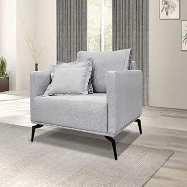 Imagem de Poltrona Decorativa Estofada Sala Quarto Escritório Leitura Decorada Novele (LINHO GRIGIO)