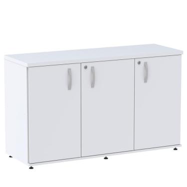 Imagem de Armário Baixo Credenza Pe25 Pandin 121,50 Cm (Largura) Em Mdp Liso Branco Com Três Portas