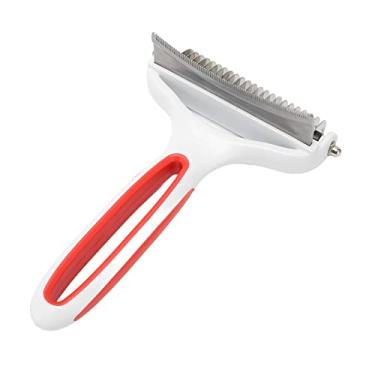 Imagem de Pente de Desmatagem para Animais de Estimação, Ancinho de Subpêlo 2 Em 1 para Animais de Estimação Lâminas de Aço Inoxidável Forte Massagem na Pele para Gatos para Remover Nós (Vermelho)
