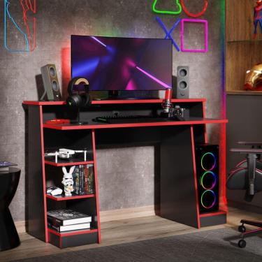 Imagem de Mesa Gamer Escrivaninha Mesa De Computador Xp - Preto/Vermelho