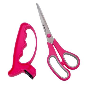 Imagem de Kit Tesoura Multiuso 8.5 Com Amolador (rosa)
