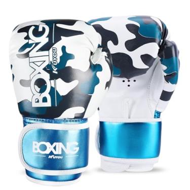 Imagem de Luvas de boxe infantis, luvas de boxe para crianças de 5 a 12 anos, meninos e meninas de poliuretano, luvas de boxe para treinamento de saco de pancada, Kickboxing, Muay Thai, MMA (azul-pérola)