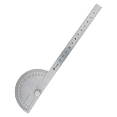 Imagem de Bettomshin Localizador de ângulo de cabeça redonda de 180 graus transferidor de aço com braço ajustável de 15 cm para desenho de marcenaria 1 peça