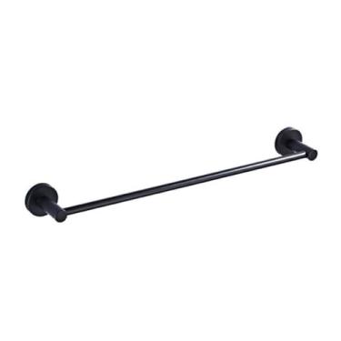 Imagem de Acessório de banho preto fosco, rack de barra de toalha de latão com cabide, suporte de rolo de papel higiênico, gancho de robe, secador de cabelo, prateleira, hardware de banheiro, barra de toalha ún