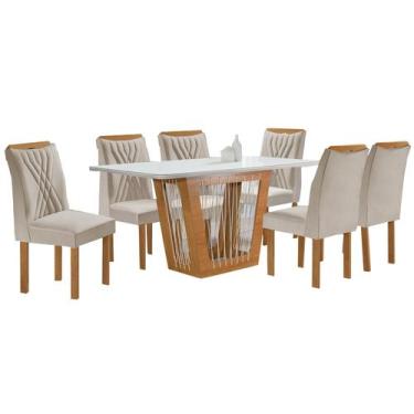 Imagem de Mesa De Jantar Marselha 160X80cm Com 6 Cadeiras Cel Móveis Cinamomo Of