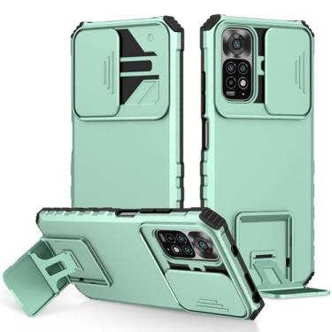 Imagem de Capa de telefone para Xiaomi para Redmi Note 12 11 11S 10 10S 10C A1 9A 9C 9T POCO X5 Push Window Protection Stand Cover, azul claro, para POCO M5S