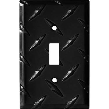 Imagem de Colester Direct Placa de interruptor de parede de alumínio preto placa de interruptor de tomada interruptor de parede interruptor de garagem GFI (embalagem com 10 un.)