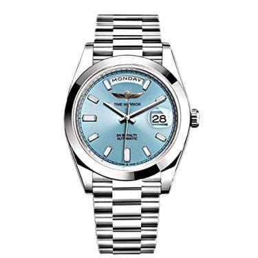 Imagem de TIME WARRIOR Relógio de pulso masculino mecânico automático 30 M de aço inoxidável, Azul, Mecânico, relógio de mergulho