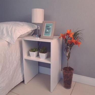 Imagem de Mesa De Cabeceira Cama Solteiro Quarto Sala 35cm Branco