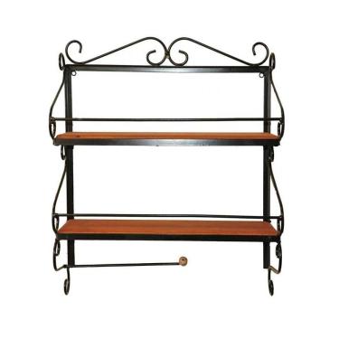 Imagem de Prateleira Porta Condimentos Rústica De Ferro E Madeira Artesanal