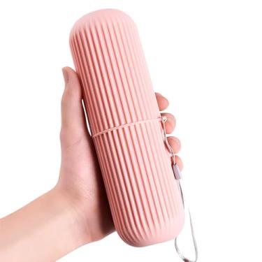Imagem de Estojo Porta Escova De Dente e Pasta Creme Dental Para Férias e Viagem Suporte Com Alça Removível (Rosa)