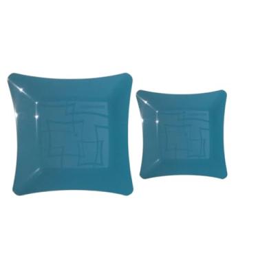 Imagem de Kit 20 Pratos Para Bolo Sobremesa + 20 Pratos Para Churrasco Refeição Chá Revelação Chá De Bebê Candy Color (AZUL BEBÊ)