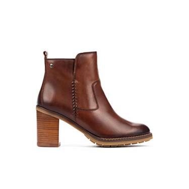 Imagem de Bota feminina de cano curto bordada Pikolinos Pompeya W9T-8594, Cuero, 10.5-11