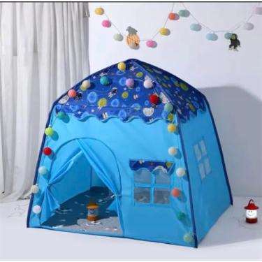 Imagem de Barraca Tenda Infantil Menino Azul Foguete Grande 1,30x1,30x1,00