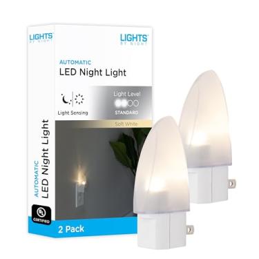 Imagem de Lights by Night Luz noturna LED, plug-in, sensor do crepúsculo ao amanhecer, branco quente, certificado UL, eficiência energética, luz noturna ideal para quarto, banheiro, berçário, corredor, cozinha,