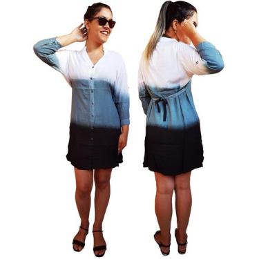 Imagem de Bata Blusão Saida De Praia Aberta De Botão Manga M G e GG - Neha, Cinz