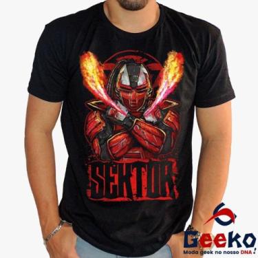 Imagem de Camiseta Mortal Kombat 100% Algodão Sektor Geeko, Preto gola careca, P